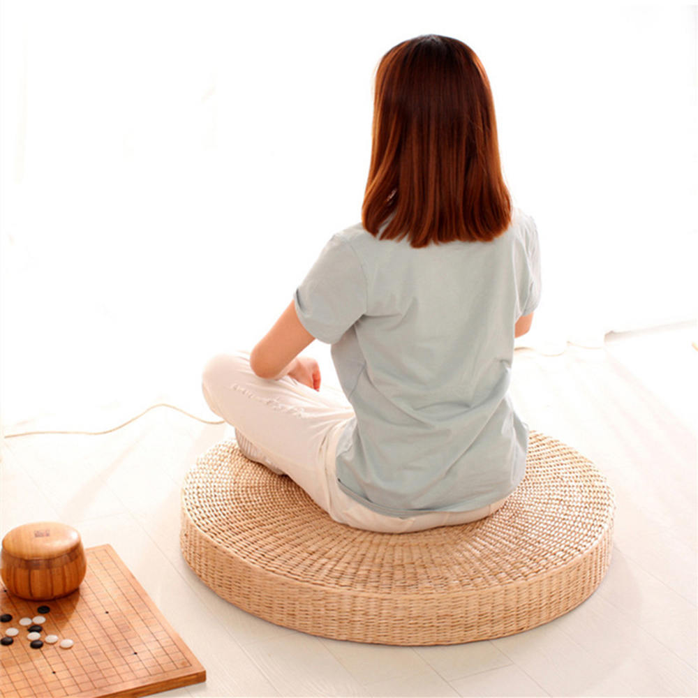 Natural Round Tatami Straw Yoga Seat Cushion Chair Pouf – smorgl